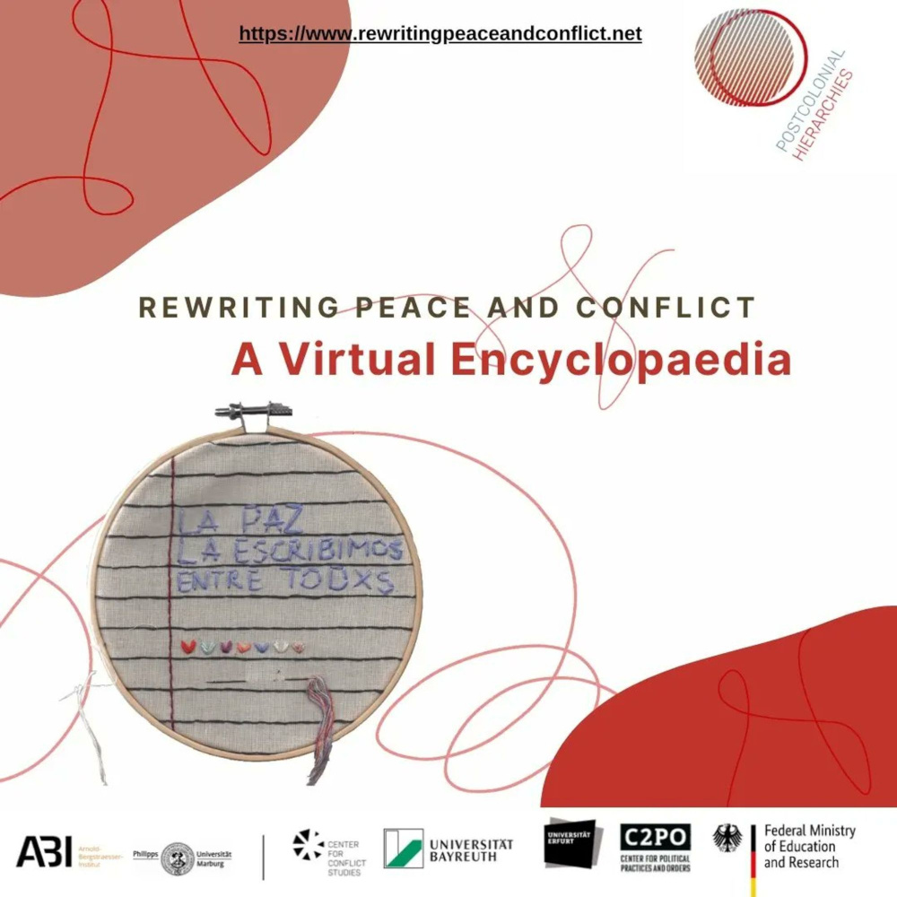 Sharepic mit der Aufschrift "New Virtual Encyclopaedia ‘Rewriting Peace and Conflict’"