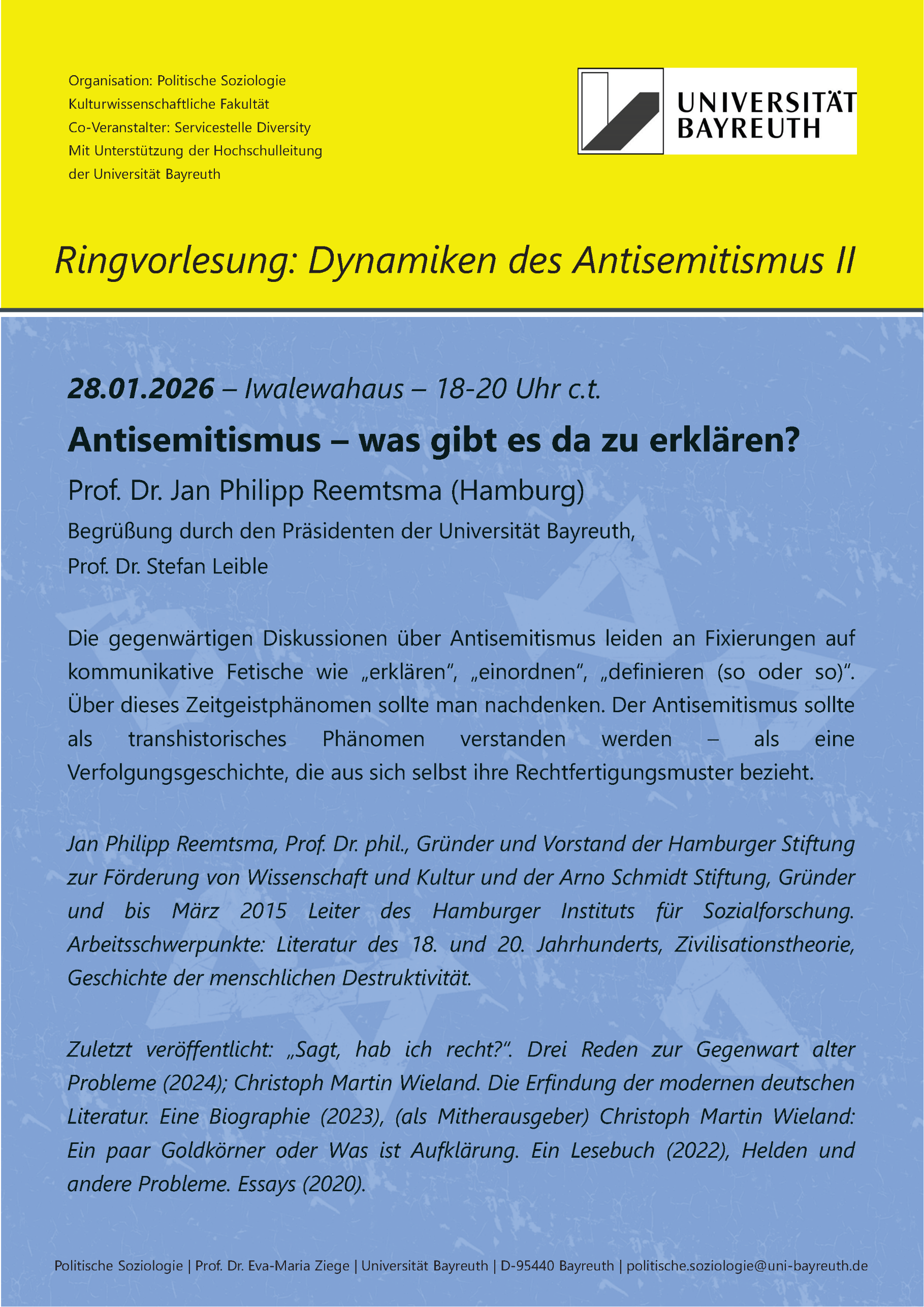 Antisemitismus Ringvorlesung Ankündigung