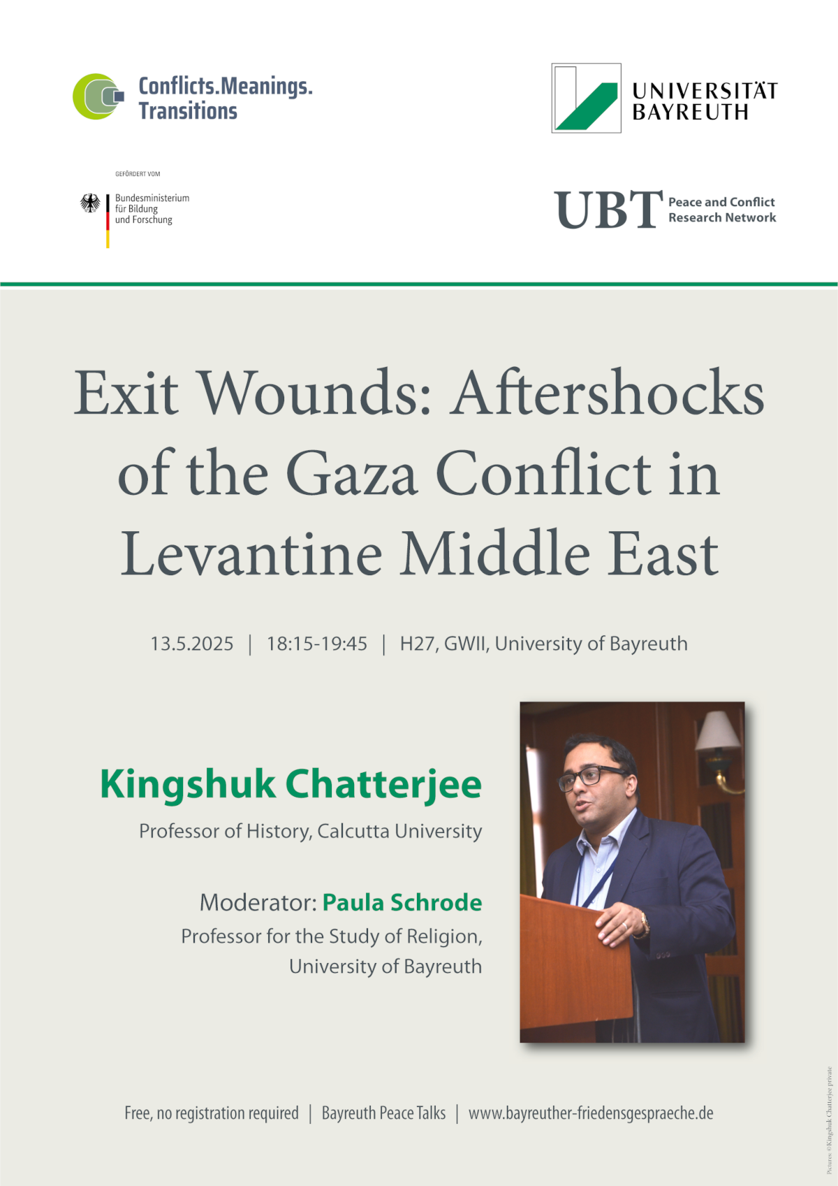 Poster Bayreuth Peace Talks with Kingshuk Chatterjee