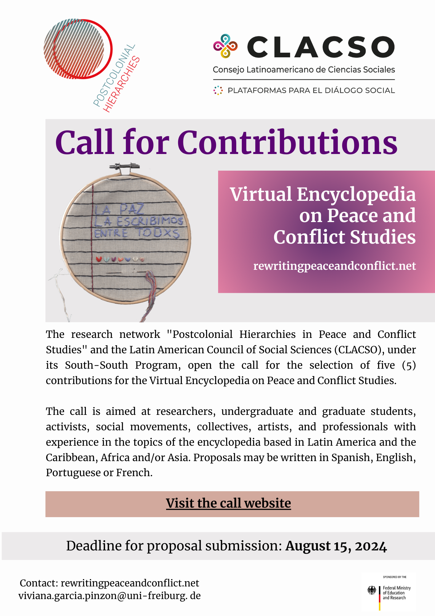 Poster - Call for Contributions "Virtual Encyclopedia on Peace and Conflict Studies"