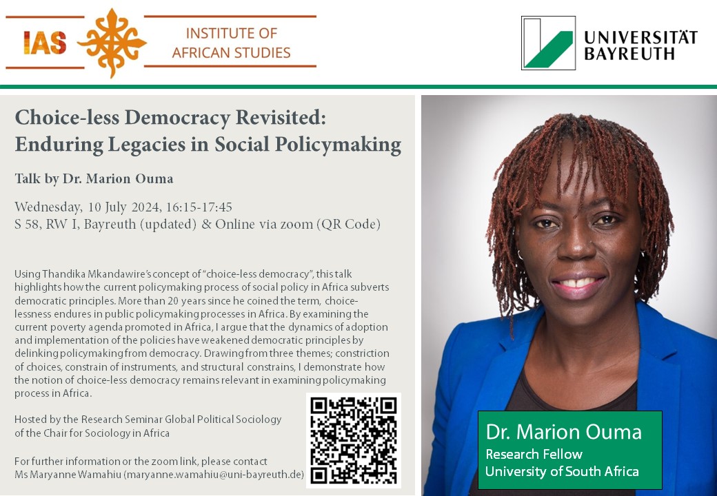 Poster - Talk by Marion Ouma